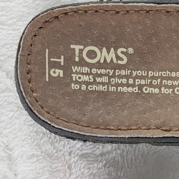 Toms Slip-on Flats Kids 5T Alpargata Pink Heart Pattern Taupe Background - Picture 10 of 10